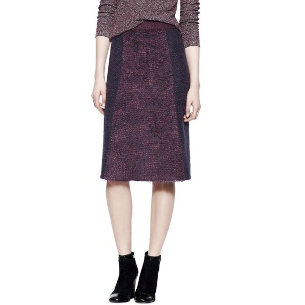 Tory Burch midi sweater Valentina skirt large purple mohair wool alpaca pencil